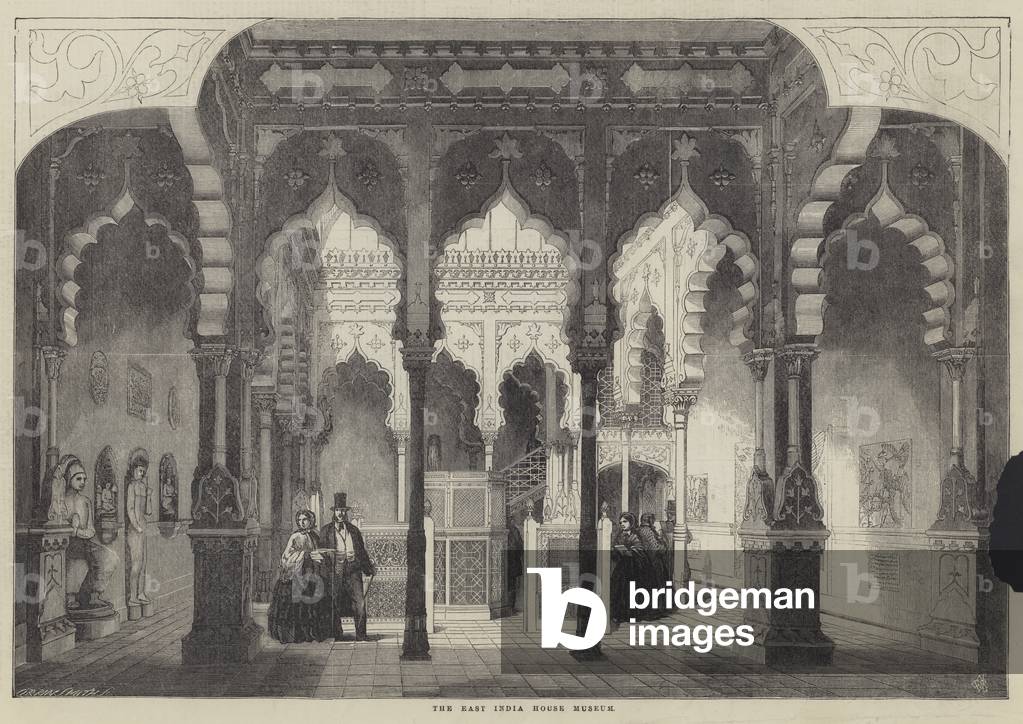 "The East India House Museum (incisione)" 1858 di English School, b/w