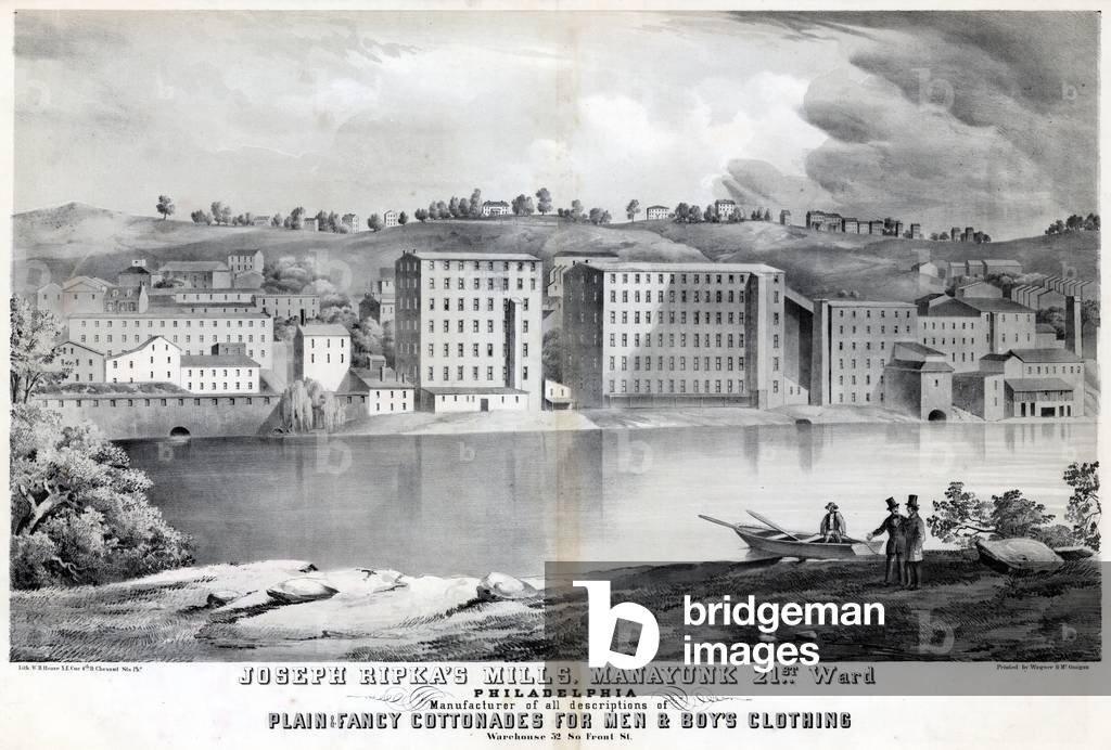 Joseph Ripkas Mühlen, Manayunk 21st Ward Philadelphia, gedruckt von Wagner & M'Guigan, 1856 (litho)