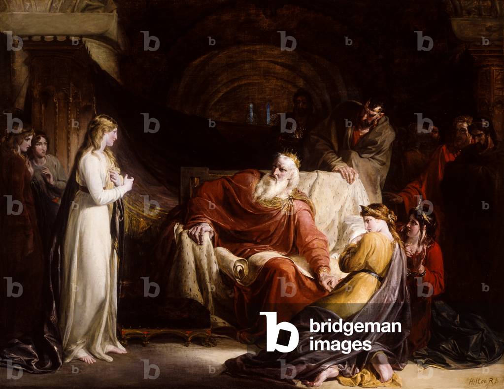 Image of Painting depicting King Lear and his Three Daughters (oil) 1801 by II Hilton