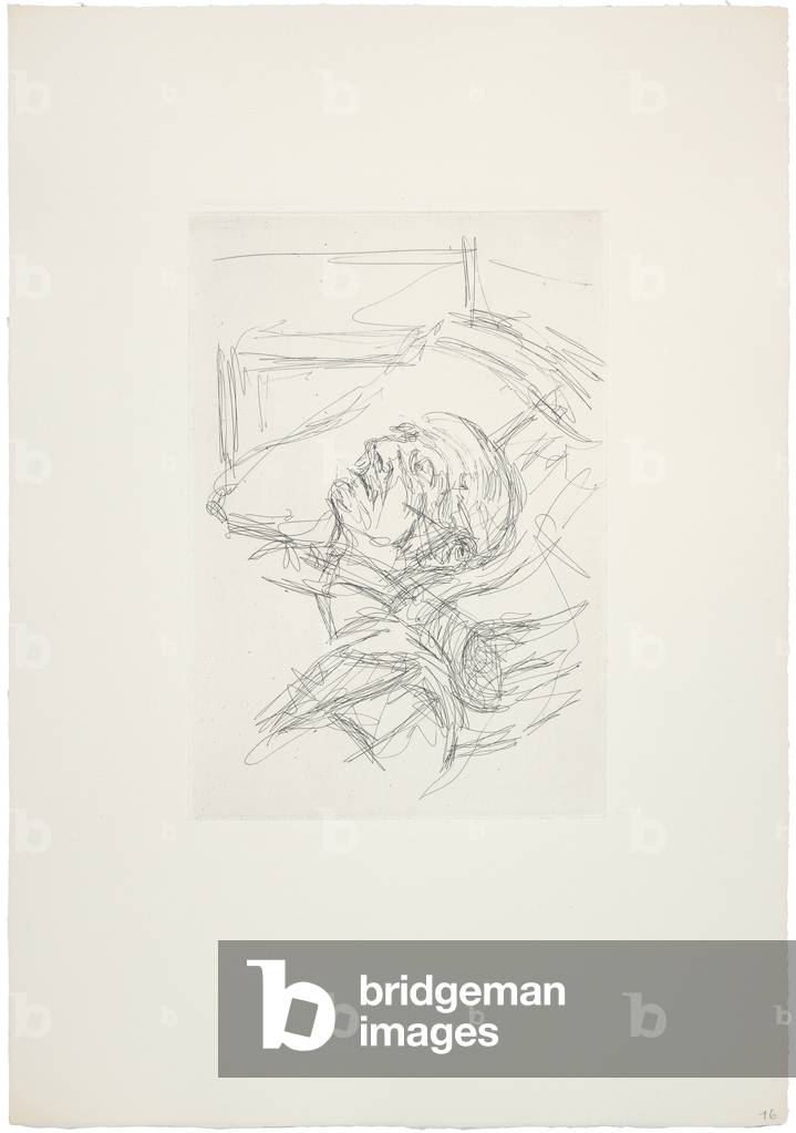 Michel Leiris [In Letto I], 1958-60 (acquaforte)