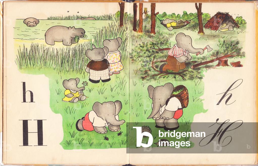 Bild von Gravur "ABC VON BABAR H" 1934 von Jean de Brunhoff