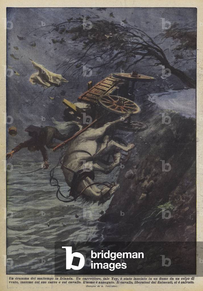 "Ein Drama von schlechtem Wetter in Irland (Farblitho)" von Achille Beltrame