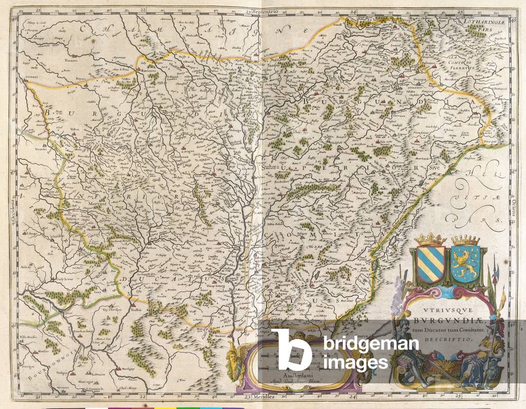 Crevante a Montbeliard - Varennes-sur-allier, in 'Theatrum Orbis Terrarum, sive Atlas Novus' di Willem Blaeu, 