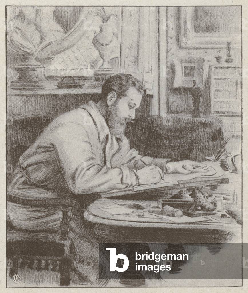 Porträt von Albert Guillaume, französischer Maler und Karikaturist (litho)