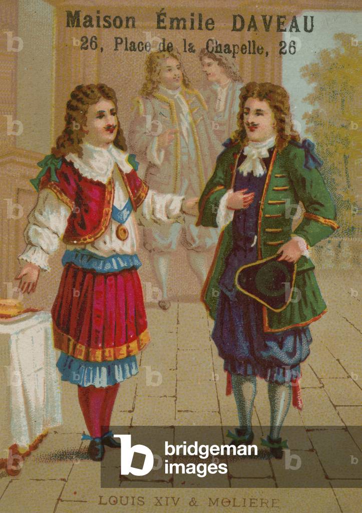 "Luigi XIV di Francia e Moliere (cromolito)" di European School
