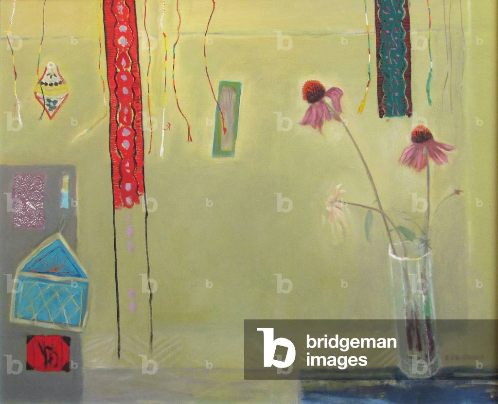Immagine di Dipinto "ancora la vita con nastri olio su tela" di Dame Elizabeth Blackadder
