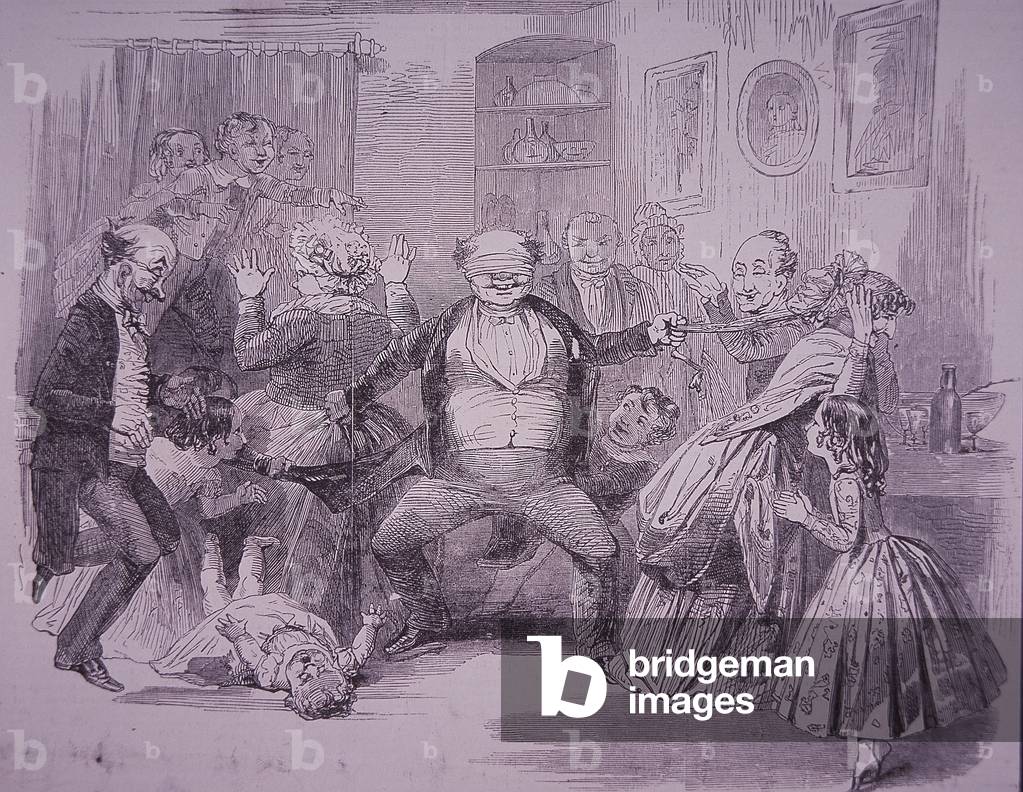 "Blindman's Buff" 1849 von British School, b/w