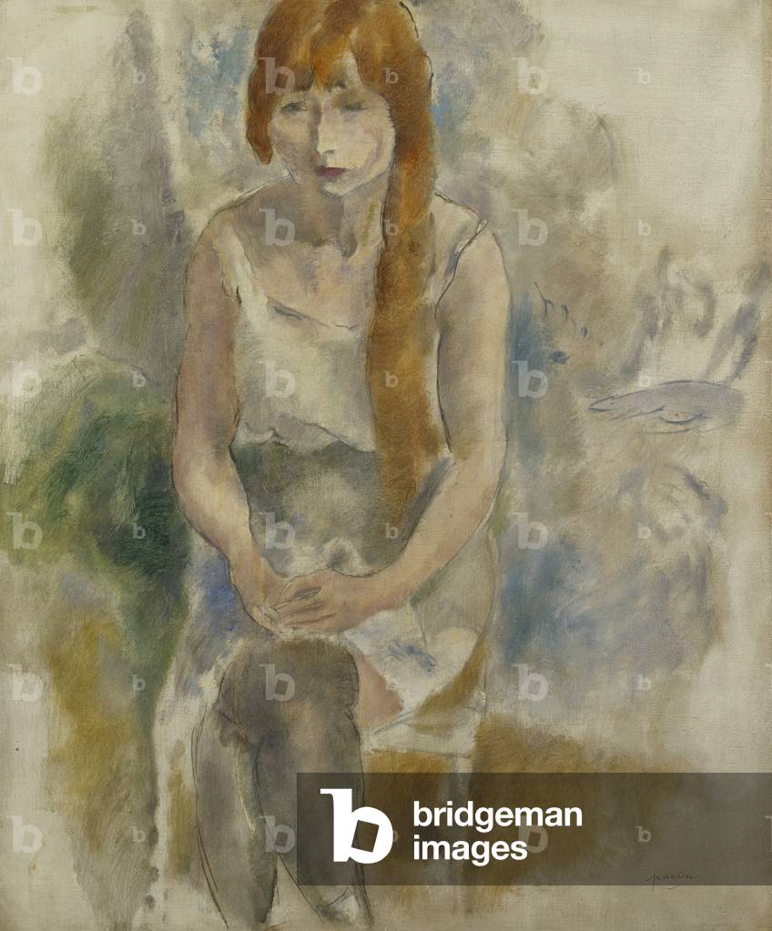 Image of Painting depicting Model Sitting; Modele Assis by Jules Pascin