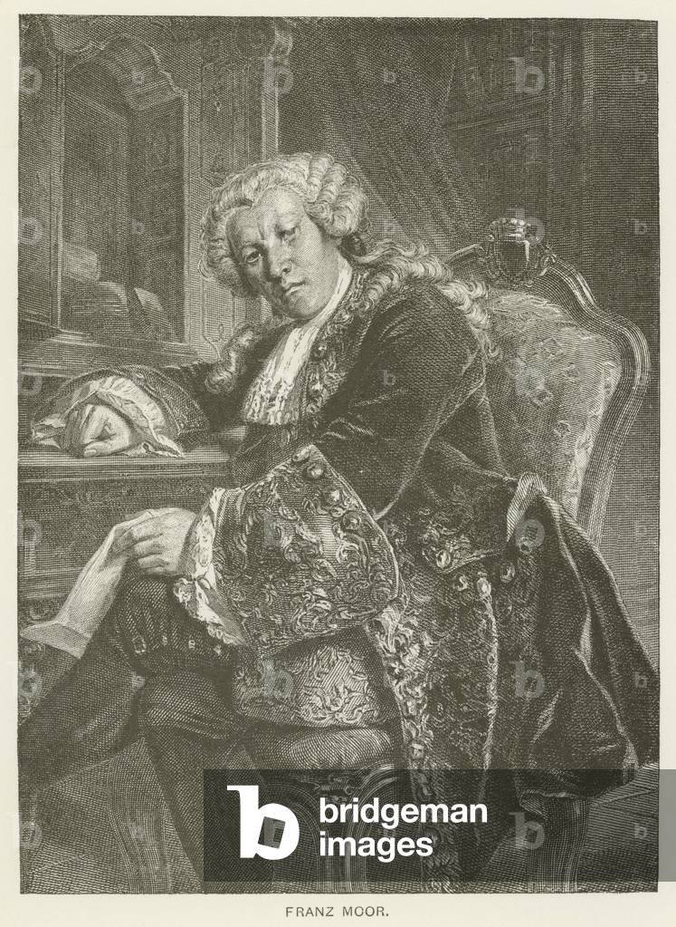 "Franz Moor (incisione)" di August Friedrich Pecht, b/w