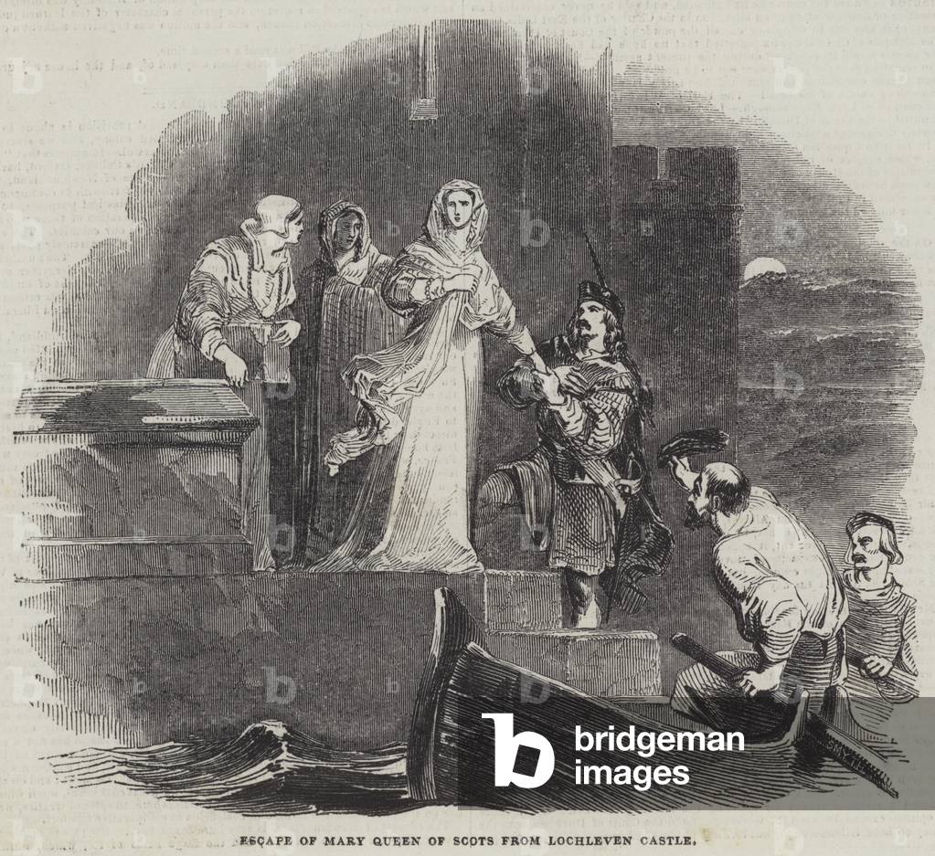 Escape of Mary Queen of Scots from Lochleven Castle (gravure) par English School