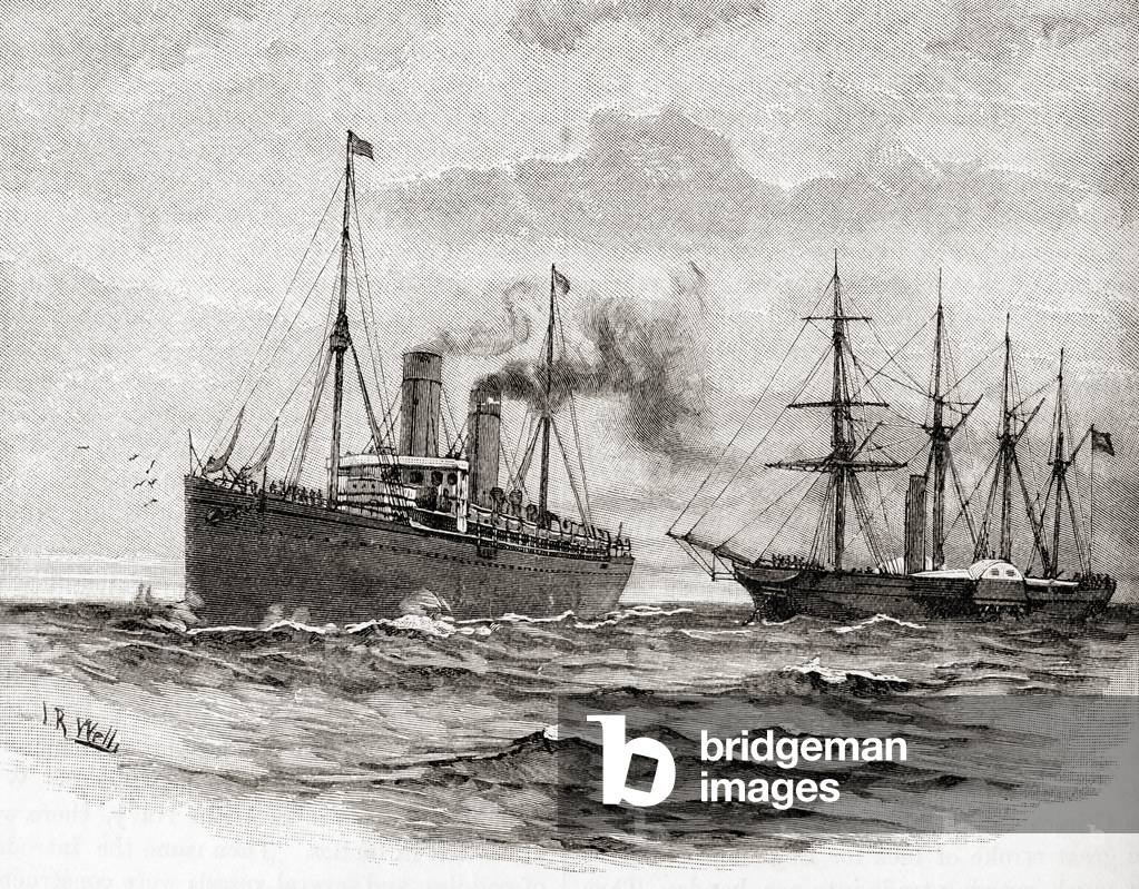 Der Große Westen, rechts, und die RMS Kampanien, links, im 19. Jahrhundert.