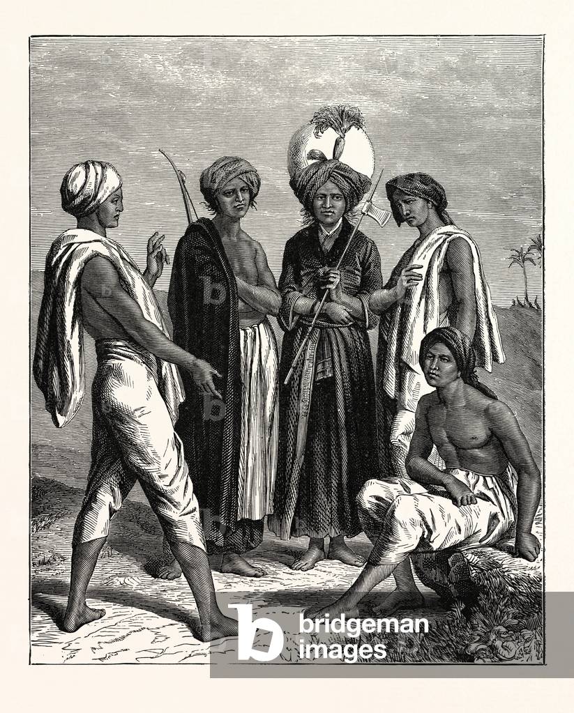 Bild von Gravur "Khonds aus Khondistan. Khonds oder Kandhs sind ein Aborigine-Stamm Indiens"