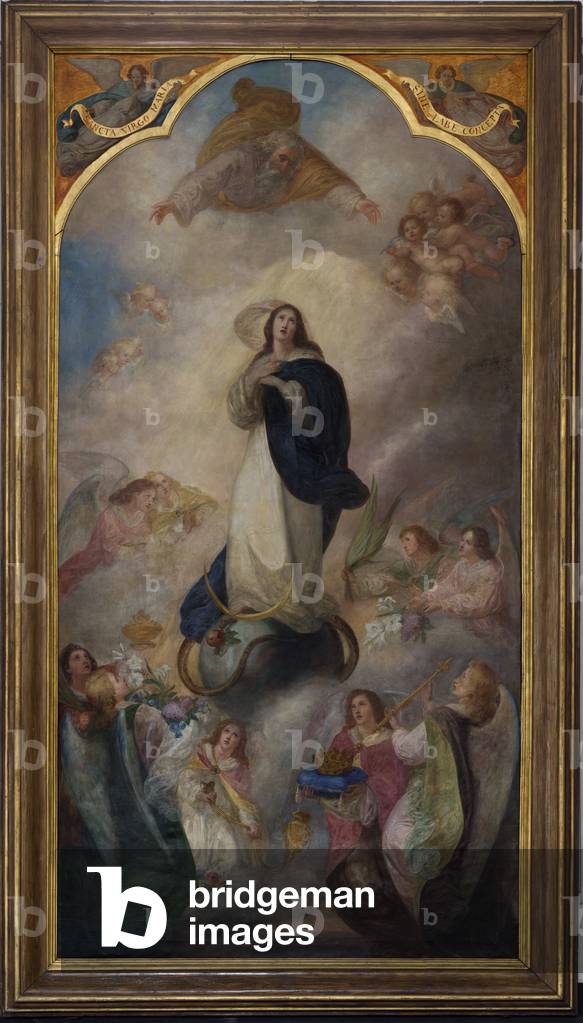 Image of Painting depicting Parish church (L'église Saint Julien). Interior. Painting. Immaculate Conception.