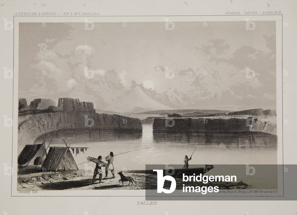 Immagine di Stampa "Dalles" 1856 di American School, b/w
