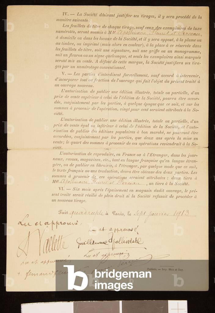 "Contratto controfirmato da Apollinaire" 1913 di French School
