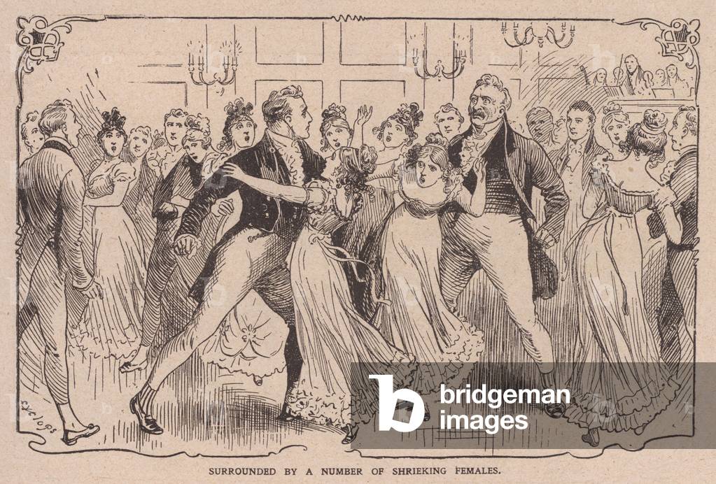 Bild von Druck "Umgeben von einer Reihe kreischender Frauen (litho)" 1901 von English School