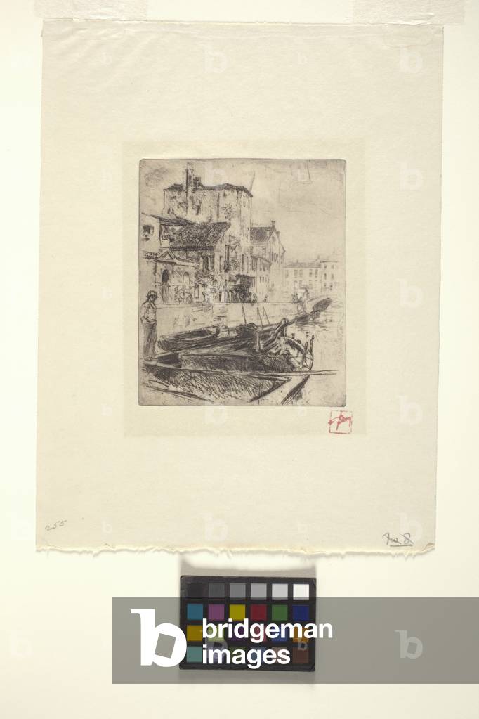"Chiatta sul canale veneziano (acquaforte)" 1880 di American School