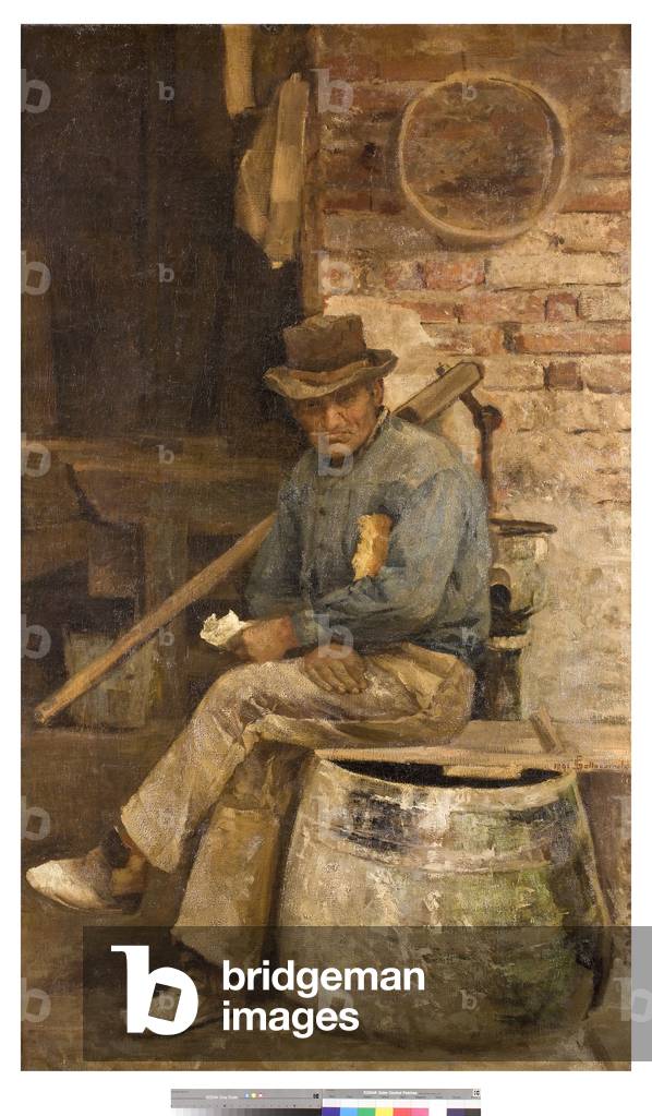 Immagine di Dipinto "Mricklayer" 1891 di Giovanni Sottocornola, b/w