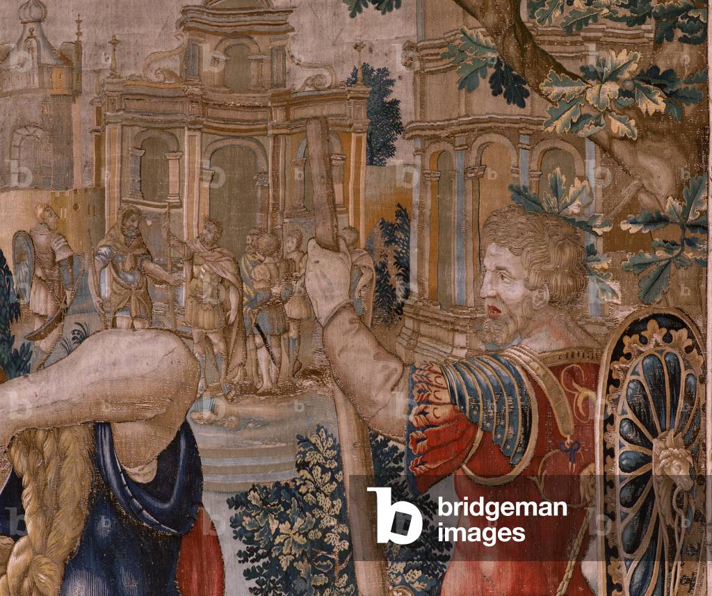 Tapisserie flamande. Série Les travaux d'Hercule. Hercule et les oiseaux stymphaliens (Hércules y las aves del