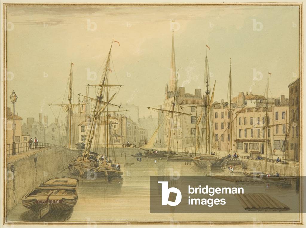 Blick auf die Steinbrücke (Giles' Bridge), 1826 (Bleistift & Aquarell auf Papier)