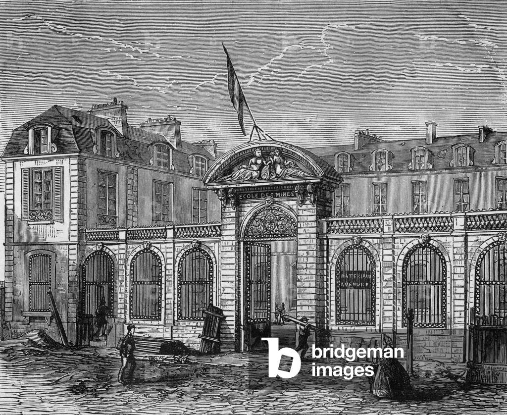 Grande Ecole of Mining Studies a Parigi, incisione, XIX secolo