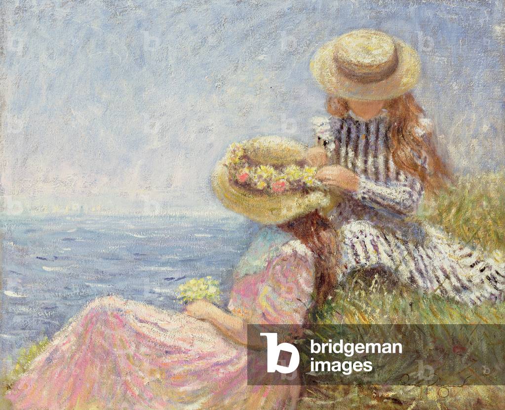 Bild von Gemälde "Auf der Klippe Top (Öl auf Leinwand)" von Rene Legrand