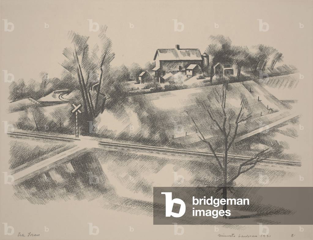 Bild von Druck "Landschaft von Minnesota (Lithografie)" von Erle Loran, b/w