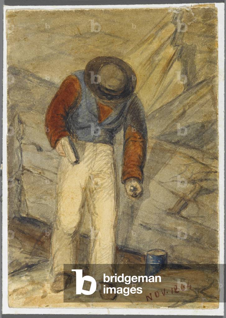 pietra lavoratore, 1864 (w/c sopra nero media underdrawing)