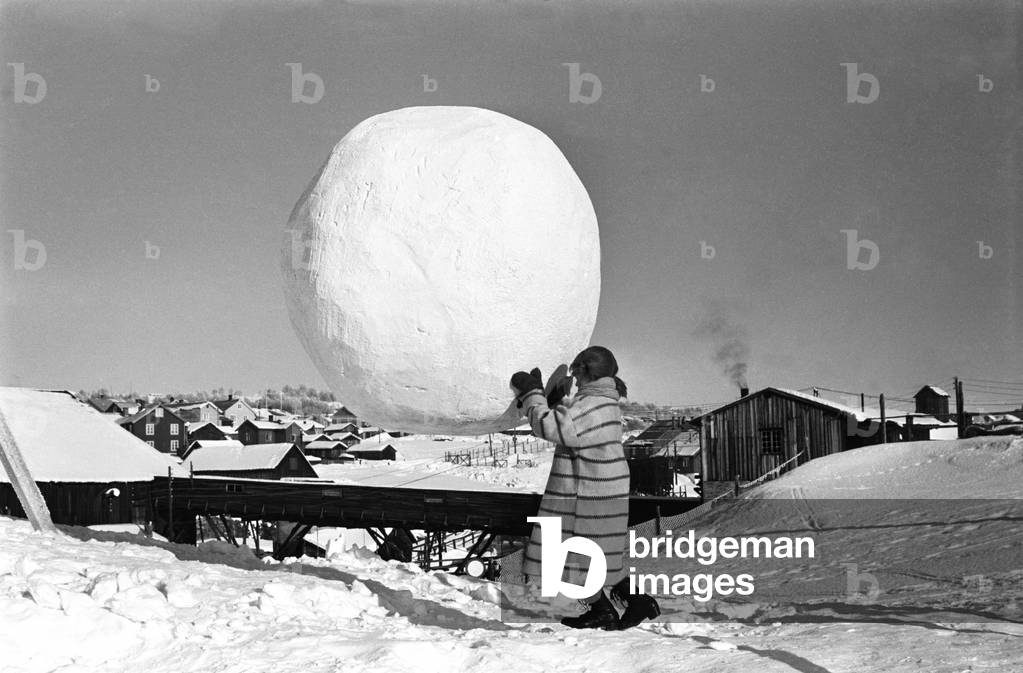 Image of Røros March 1968 Recording the movie about Pippi Longstocking from