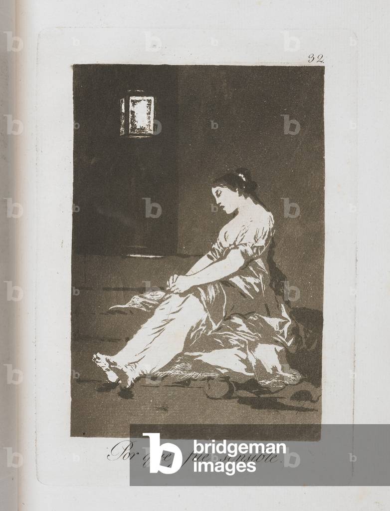 Bild von Gravur "Teller aus Los Caprichos", 1797-1798 von Francisco Jose de Goya y Lucientes, b/w