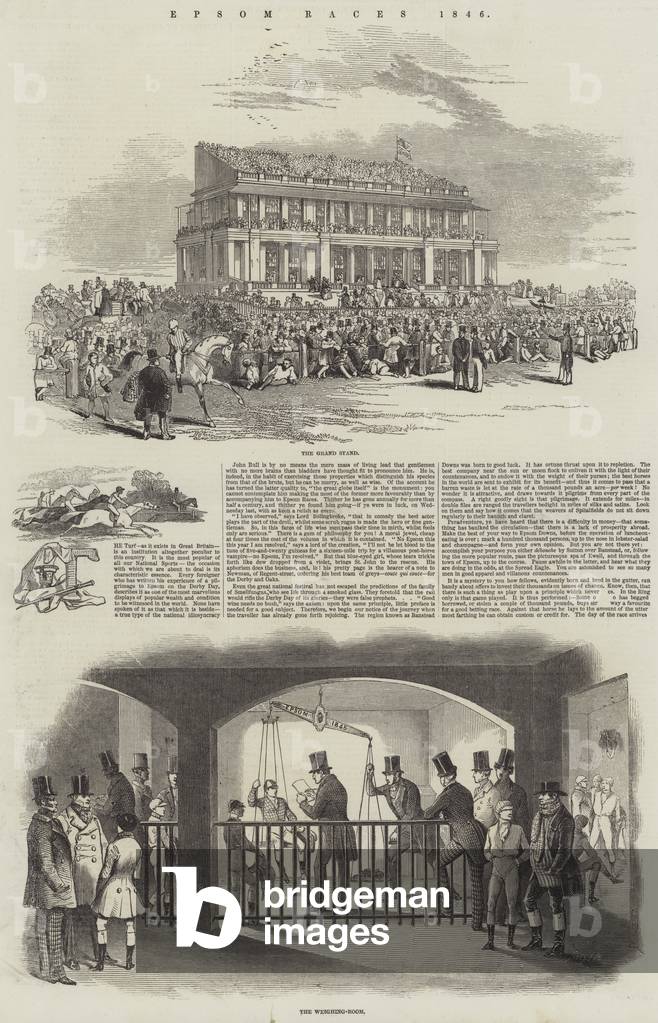 "Epsom Races 1846 (Gravur)" von English School, b/w