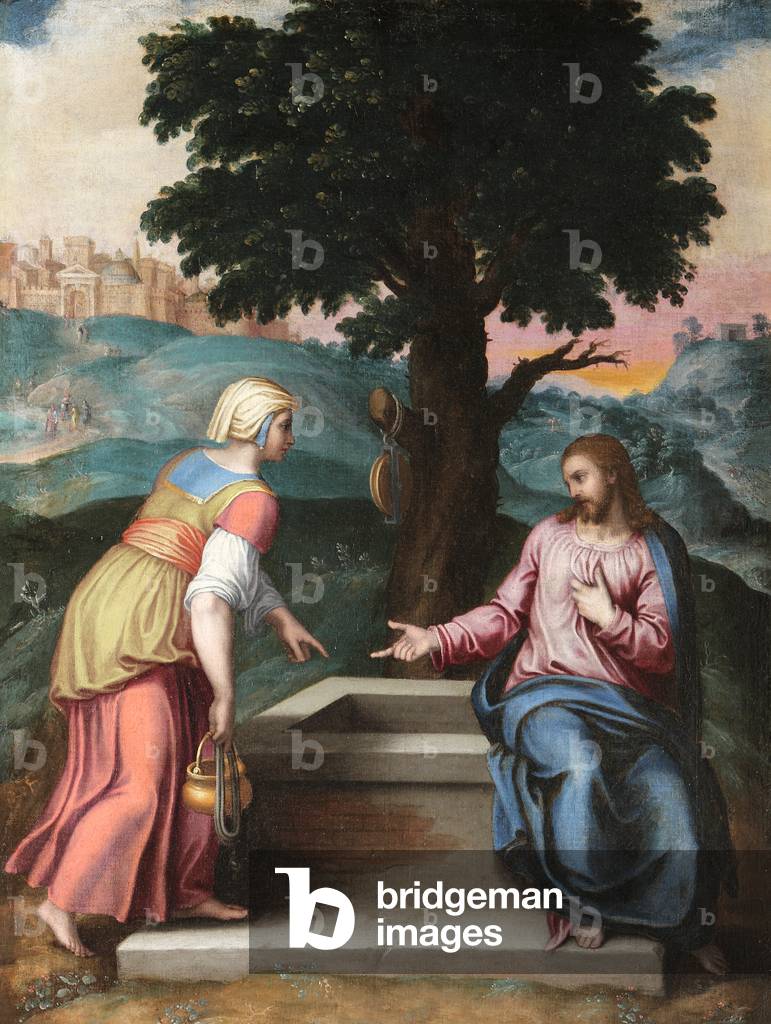 Bild von Gemälde "Christus und die Frau von Samaria (öl auf leinwand)" von Marcello Venusti