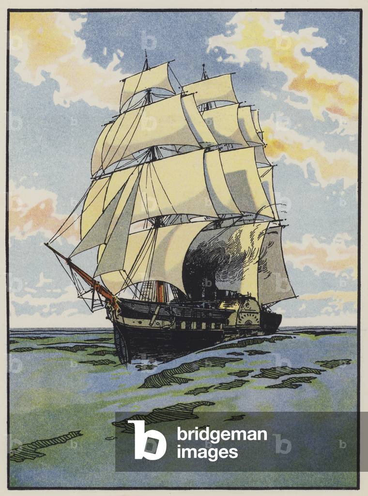 Una delle prime corazzate a vapore (colore lito)