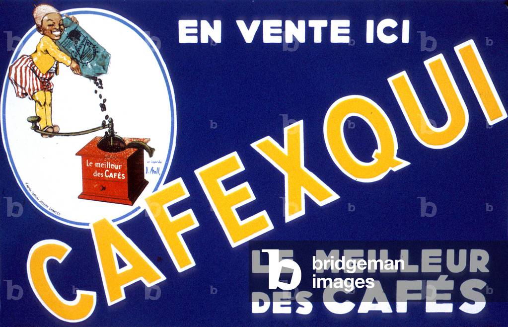 advertising enamelled plate for coffee Cafexqui in the 30's