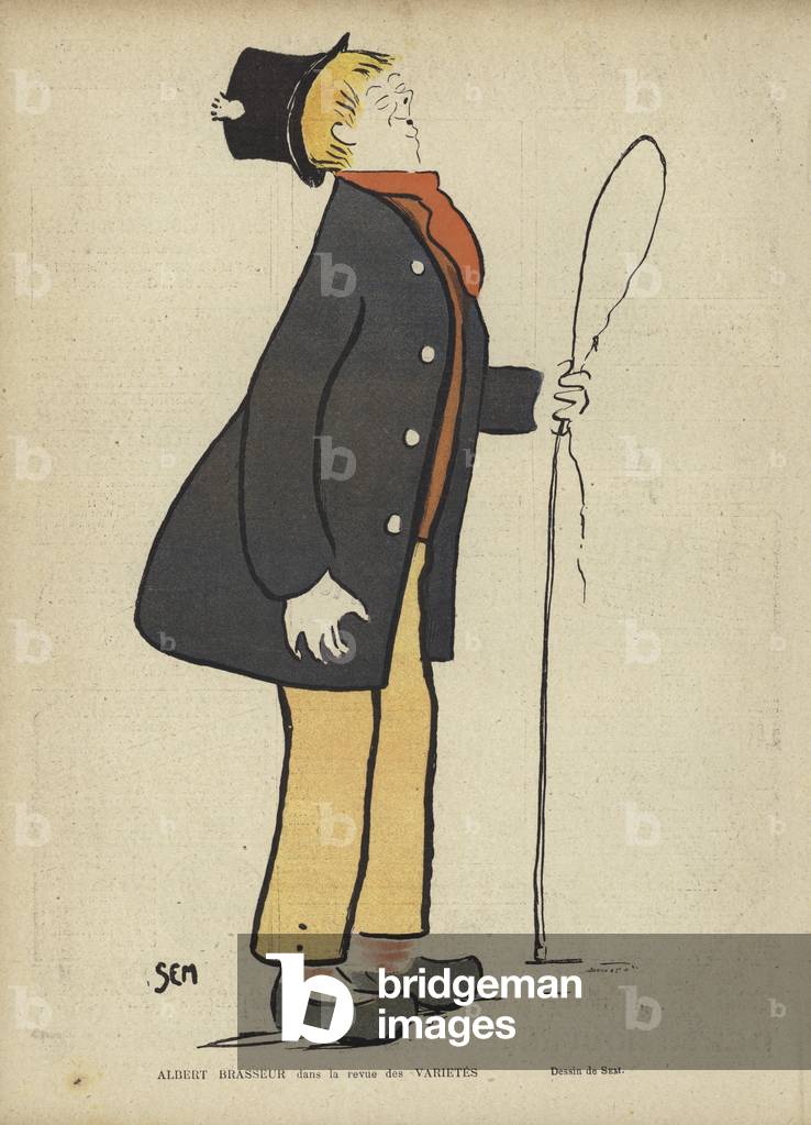 Albert Brasseur, comico francese e cantante operetta (litho a colori)