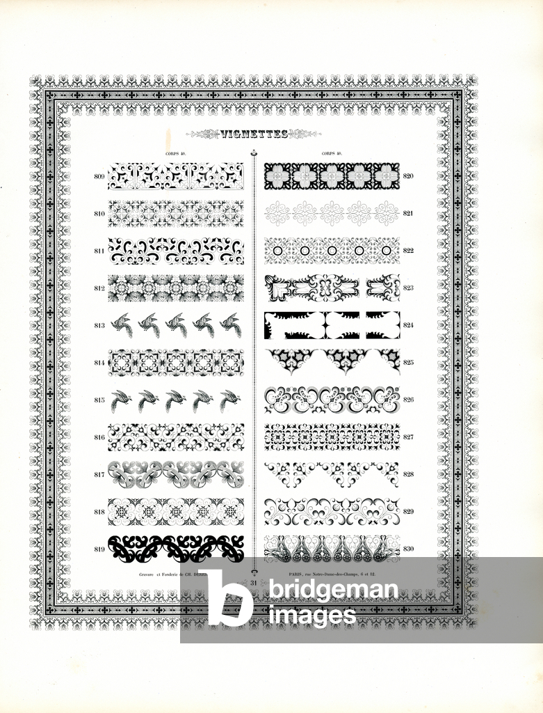 Immagine di Stampa "Vignette e bordi ornamentali (stampa)" di Charles Derriey