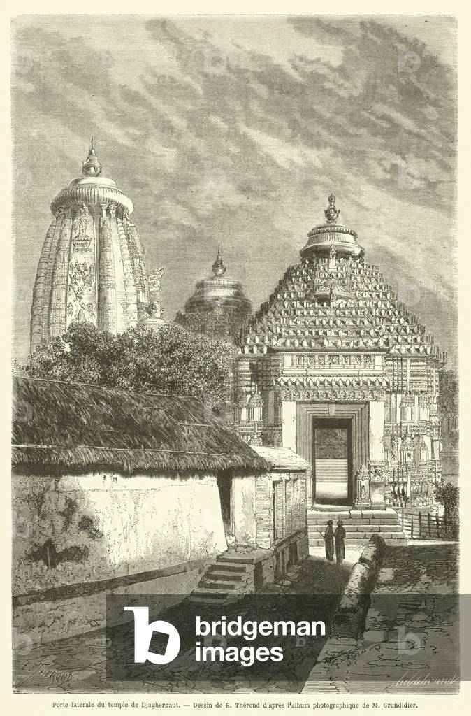"Porte laterale du temple de Djaghernaut (incisione)" 1801 di French School, b/w