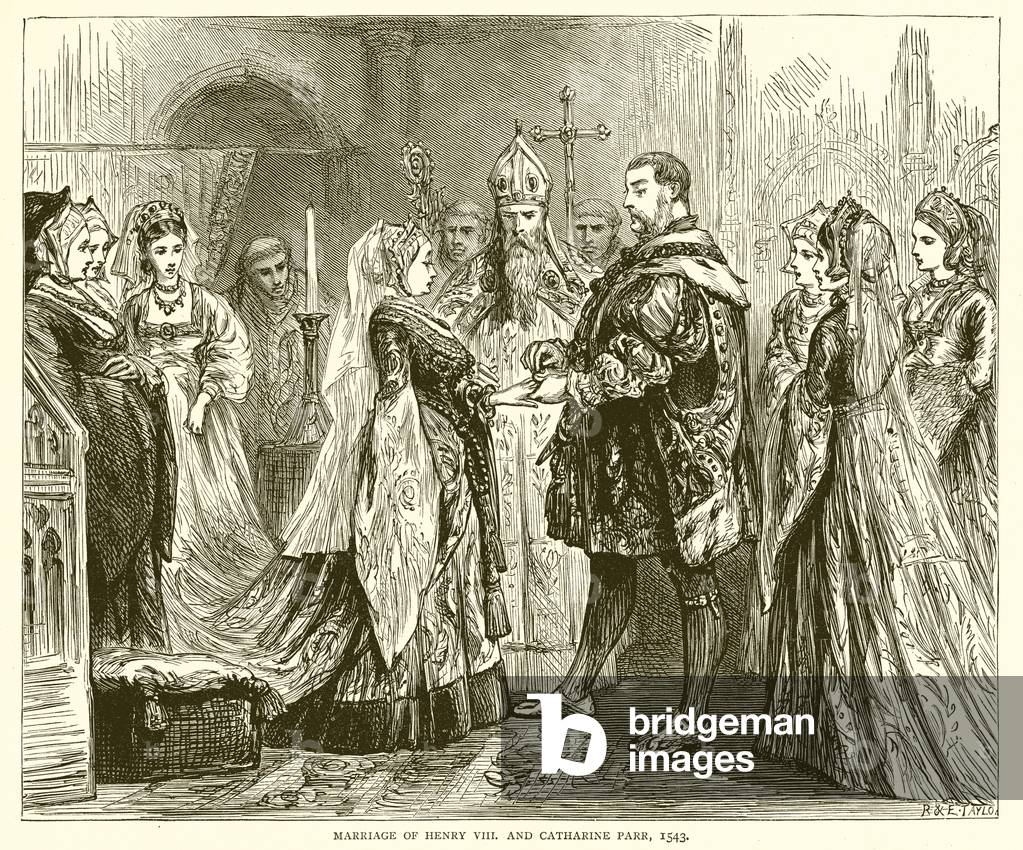 Marriage of Henry VIII and Catharine Parr by English Artist, b/w