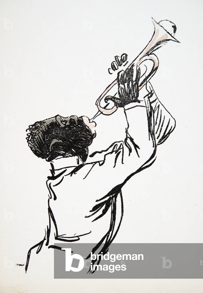 Trumpet Player, from 'White Bottoms', pub. 1927 (colour block print)