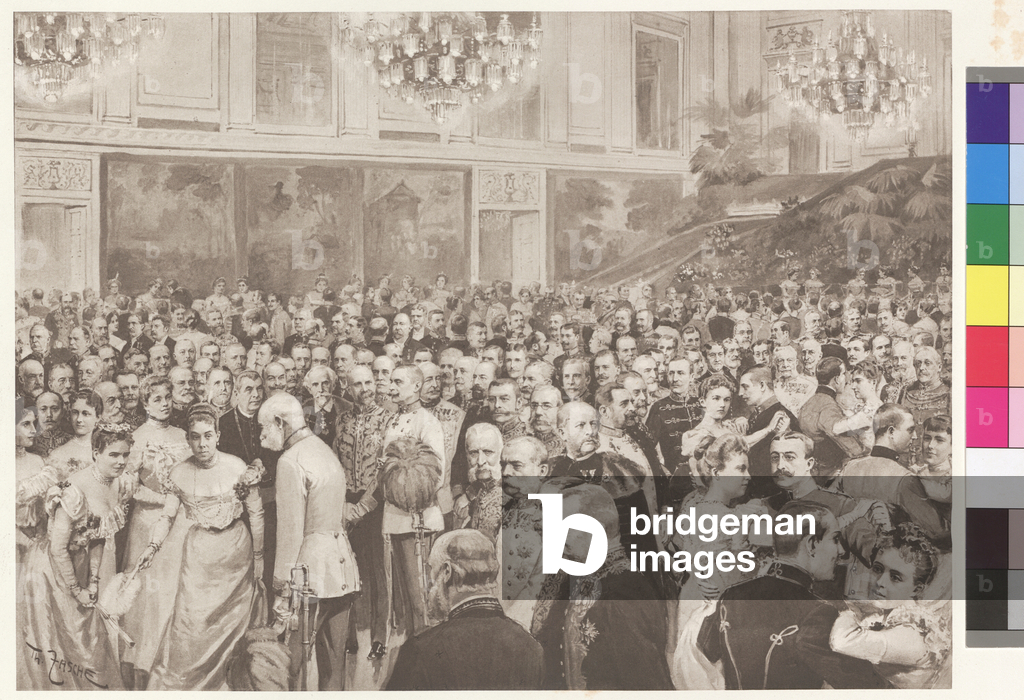 Image of Engraving depicting Court ball in the redoubt hall 1898 by Theodore Zasche