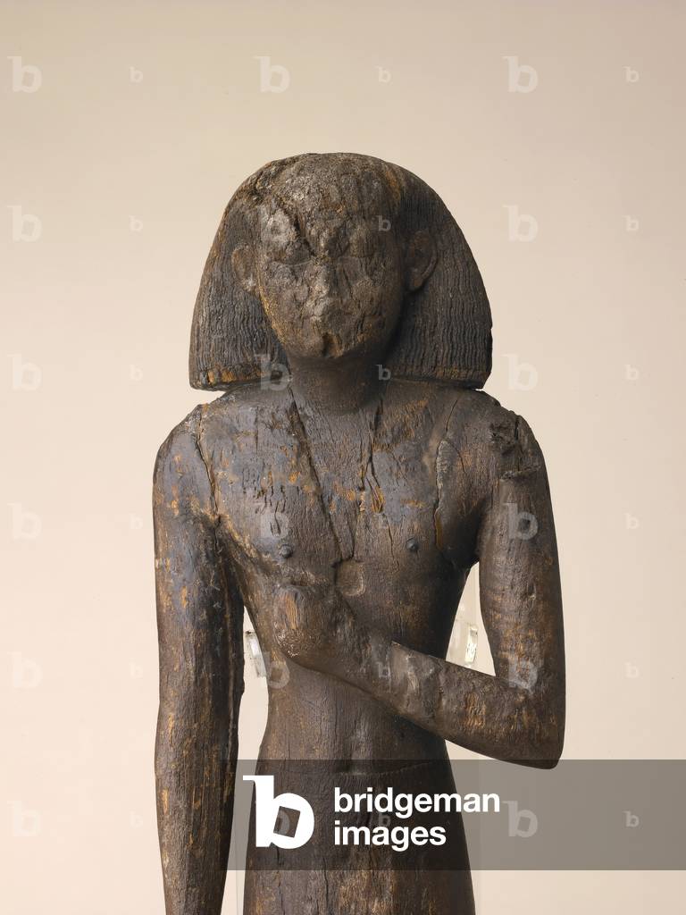 männliche figur tragen ein dichtung, von harageh, Middle Kingdom (holz) (ausschnitt von 1122215)