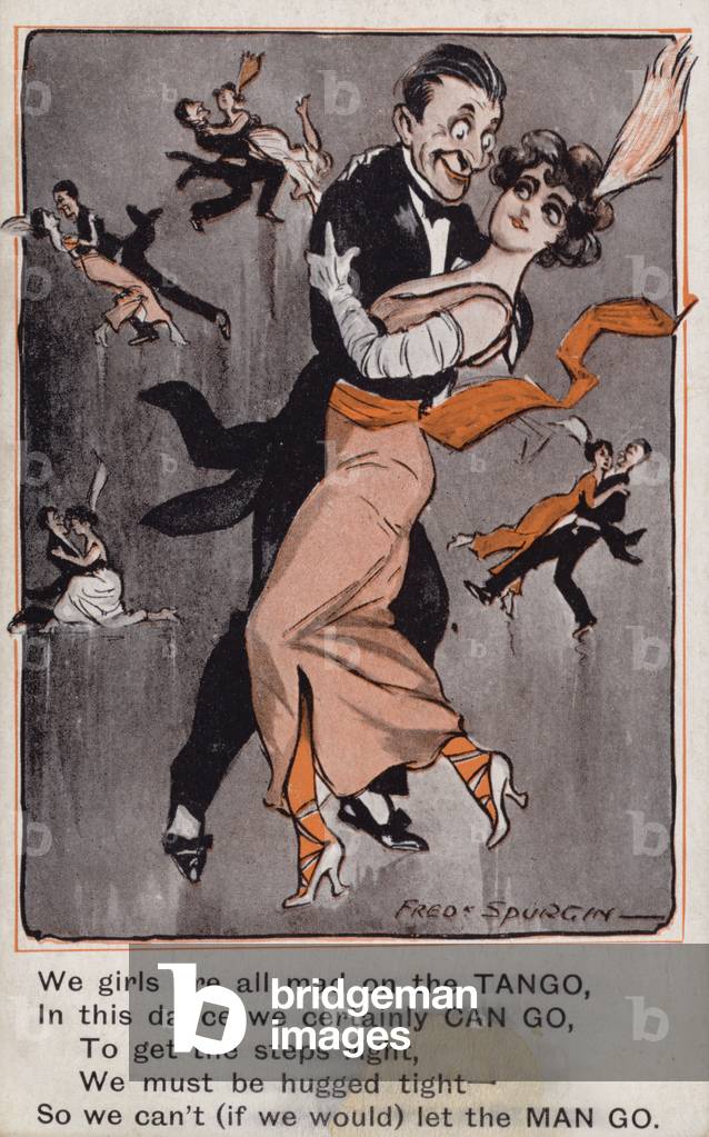Dancing the Tango (colour litho) by Frederick Spurgin