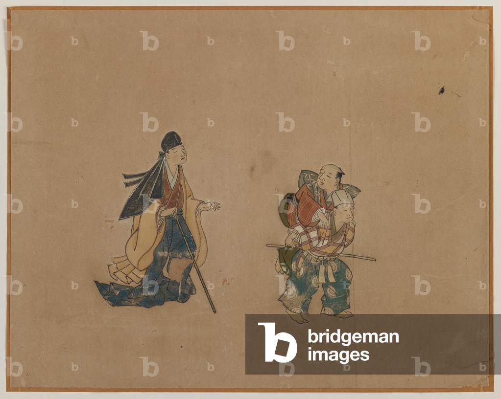 Samurai e due cecchi, album foglia pittura (inchiostro & colore su carta)