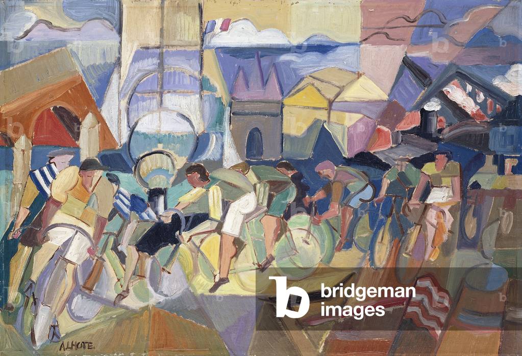 studie für 'Cycling Race in Bordeaux'; Etude pour 'Course Cycliste a Bordeaux', c. 1920 (öl auf leinwand)
