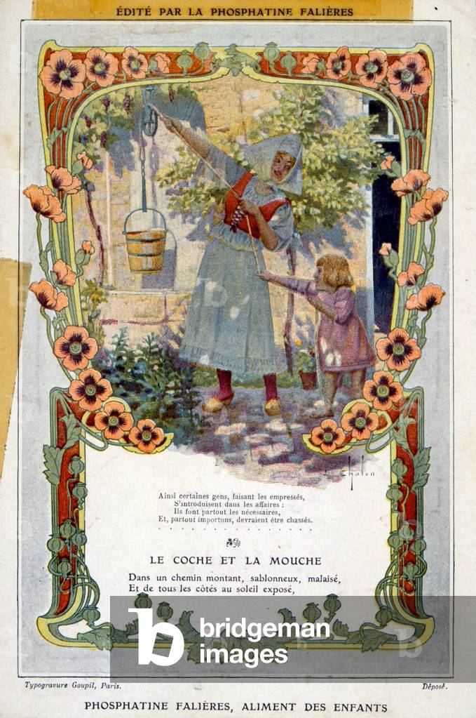 Illustrazione tratta da un'edizione 1900 di favole di Jean de La Fontaine (1621-1695), fabulista francese e un