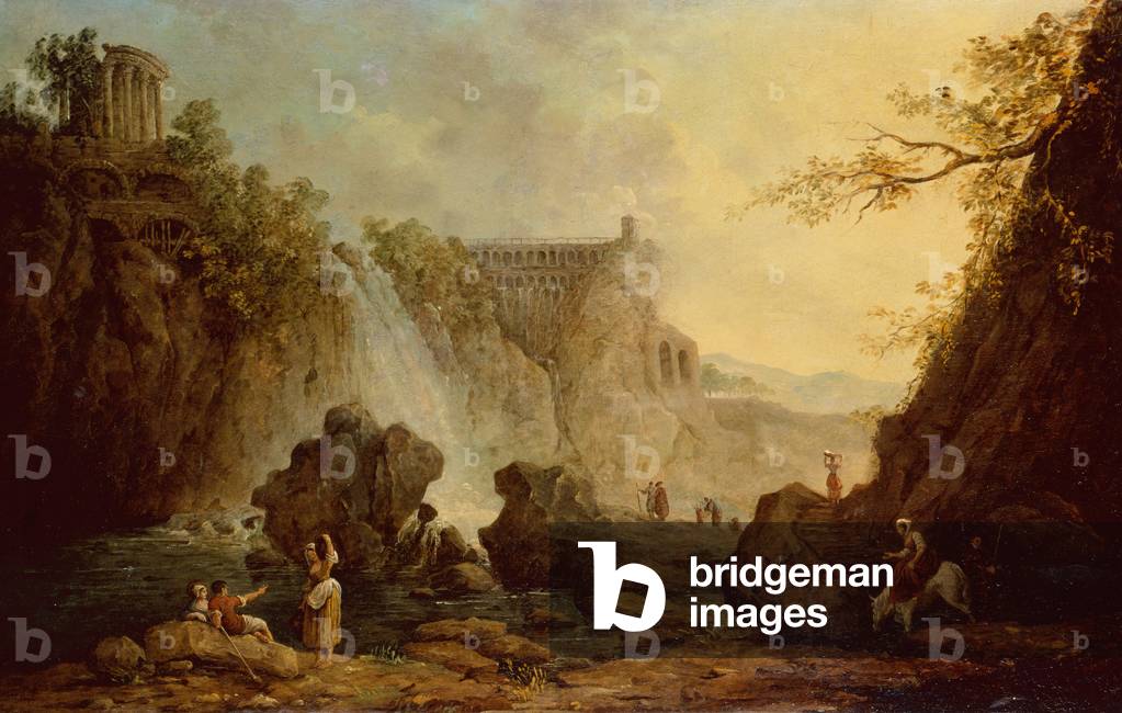 Bild von Gemälde "Landschaft mit Wasserfall (Öl auf Leinwand)" 1701 von Hubert Robert