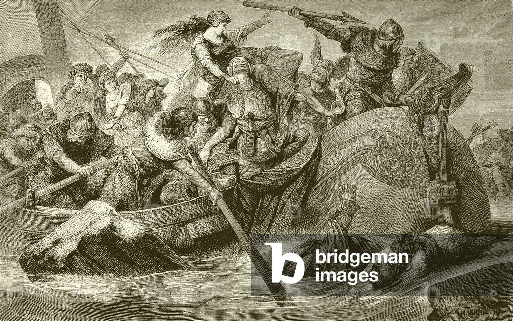 Un saccheggio spedizione dei vichinghi (incisione)