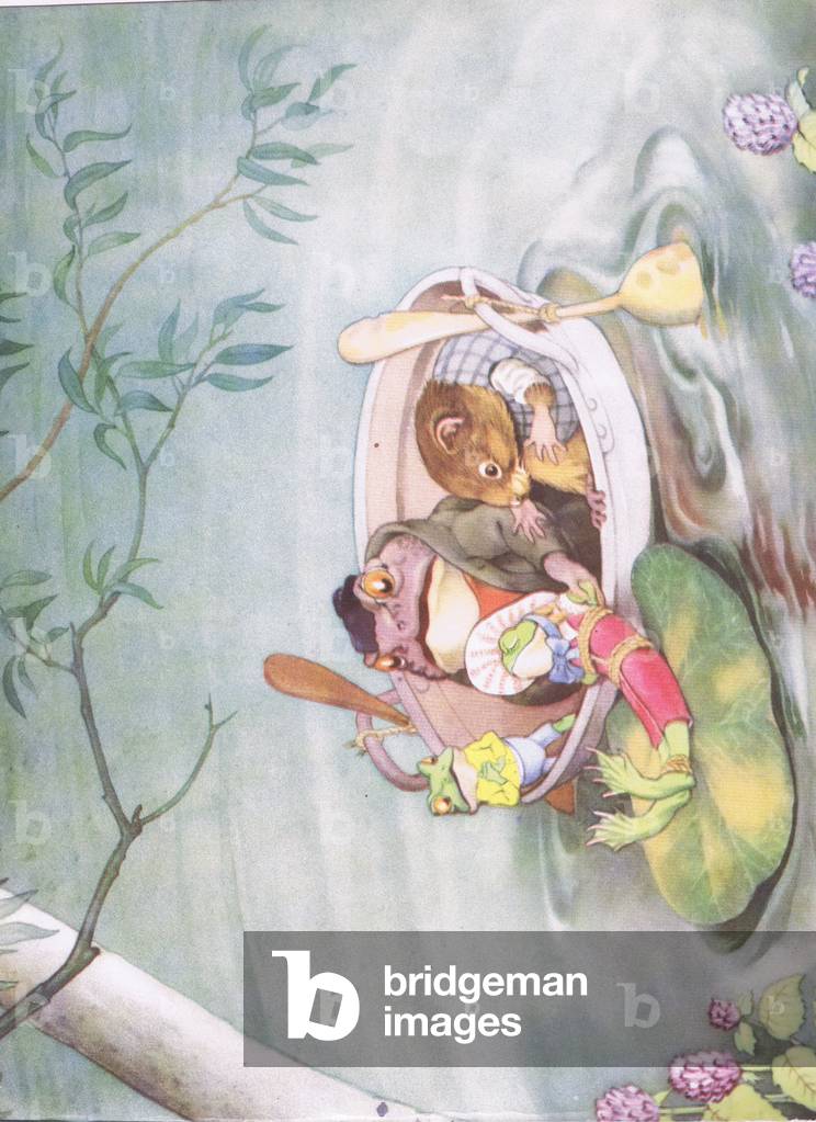 Felice è stato sollevato a bordo, da Figgles Frog Ses Life pubblicato da Hutchinson, c.1943 (colore lito)