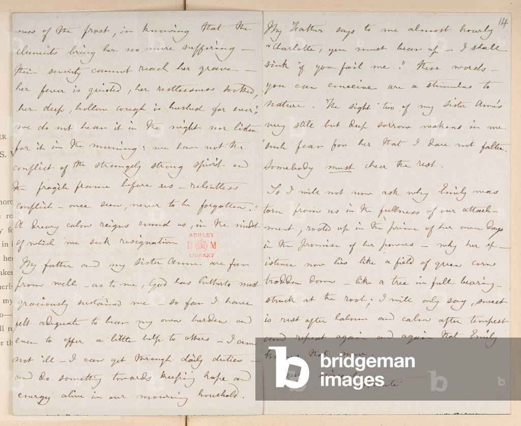 Bild von Zeichnung "Brief von Charlotte Bronte an W.S. Williams von „Smith" 1848 von English School