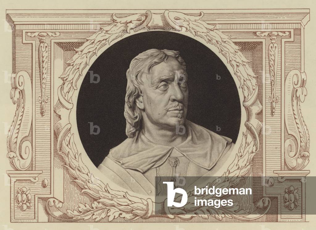 Image de Estampe représentant Oliver Cromwell (litho) par English School